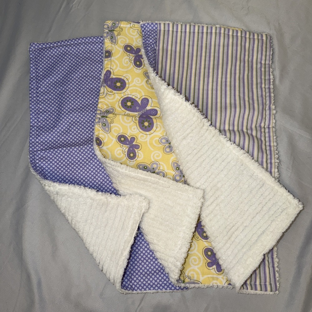 Handcrafted Baby Burp Cloths Cotton & Organic  Chenille Setof 3 Super Absorbent